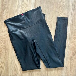 Spanx Black Faux Leather Leggings High Rise Shaping